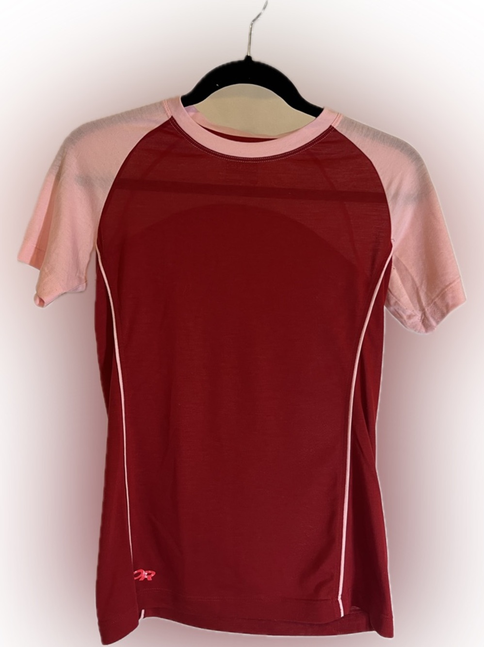 Outdoor Research Red Pink Athletic Top Small | Short Sleeve Raglan Activewear